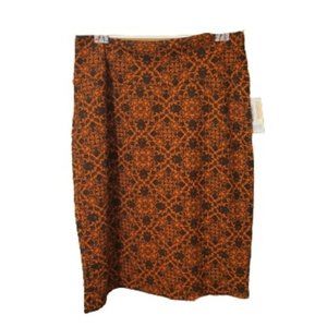 LuLaRoe Black and Orange Baroque Geometric Pattern Cassie Skirt Size 3XL NWT